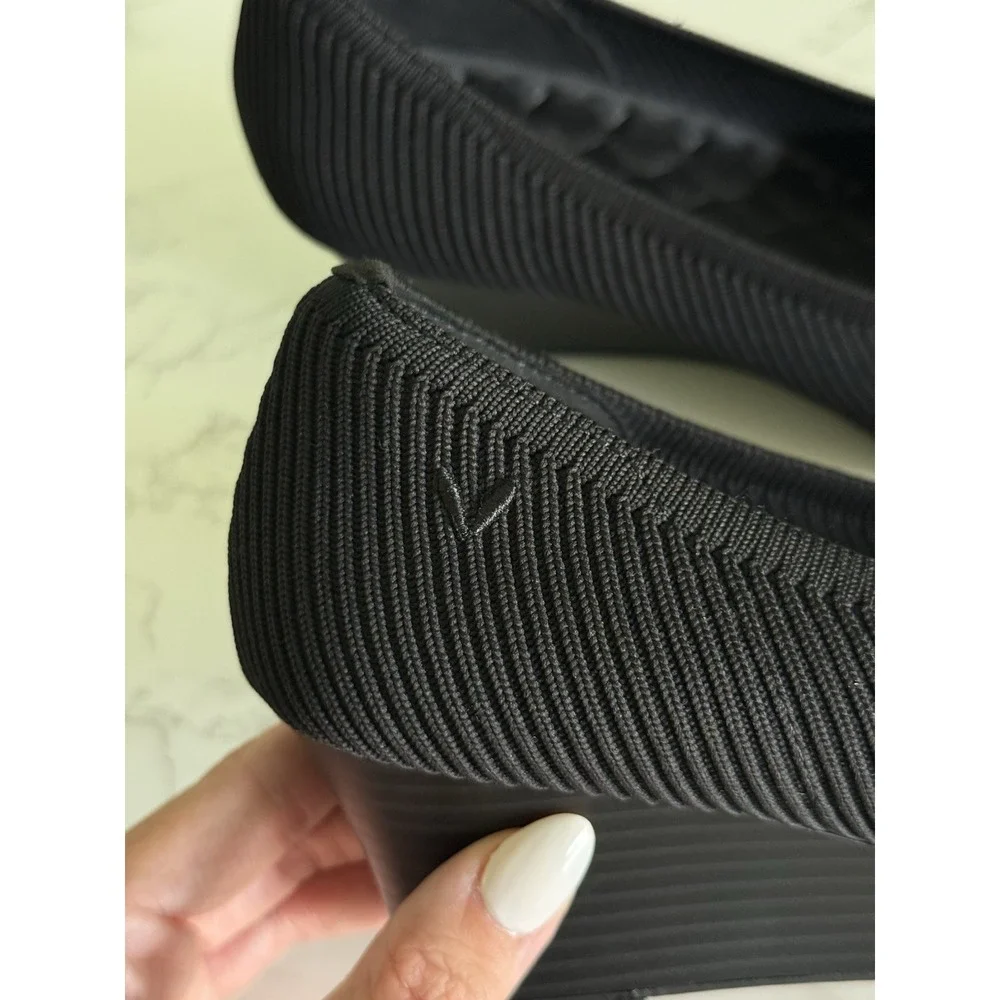 Vivaia Shoes Margot Wedge Pro Square-Toe Heels Womens EU 39.5 Black Shoes Ribbed